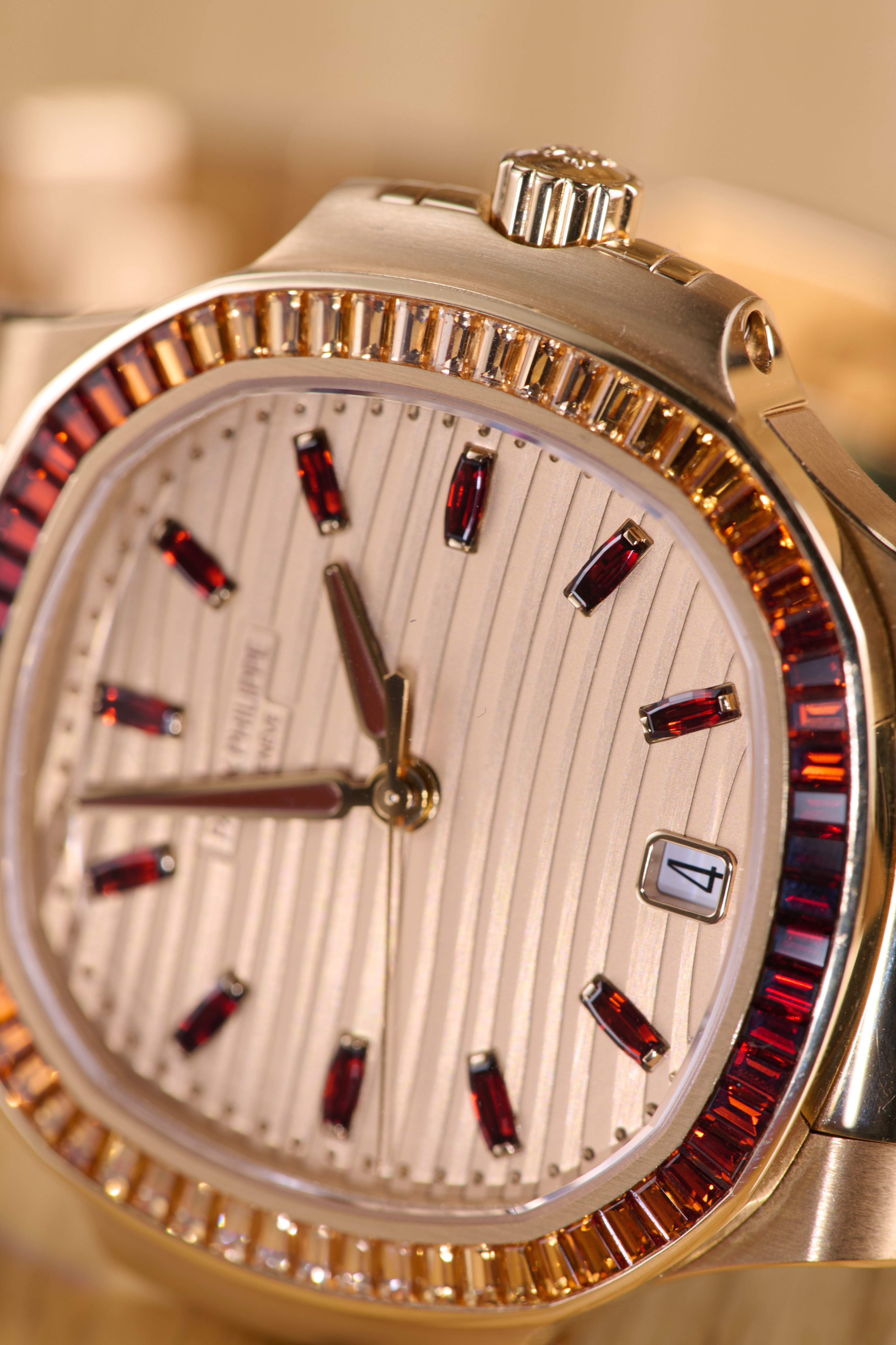 Patek Philippe Ladies Rose Gold Garnets Nautilus