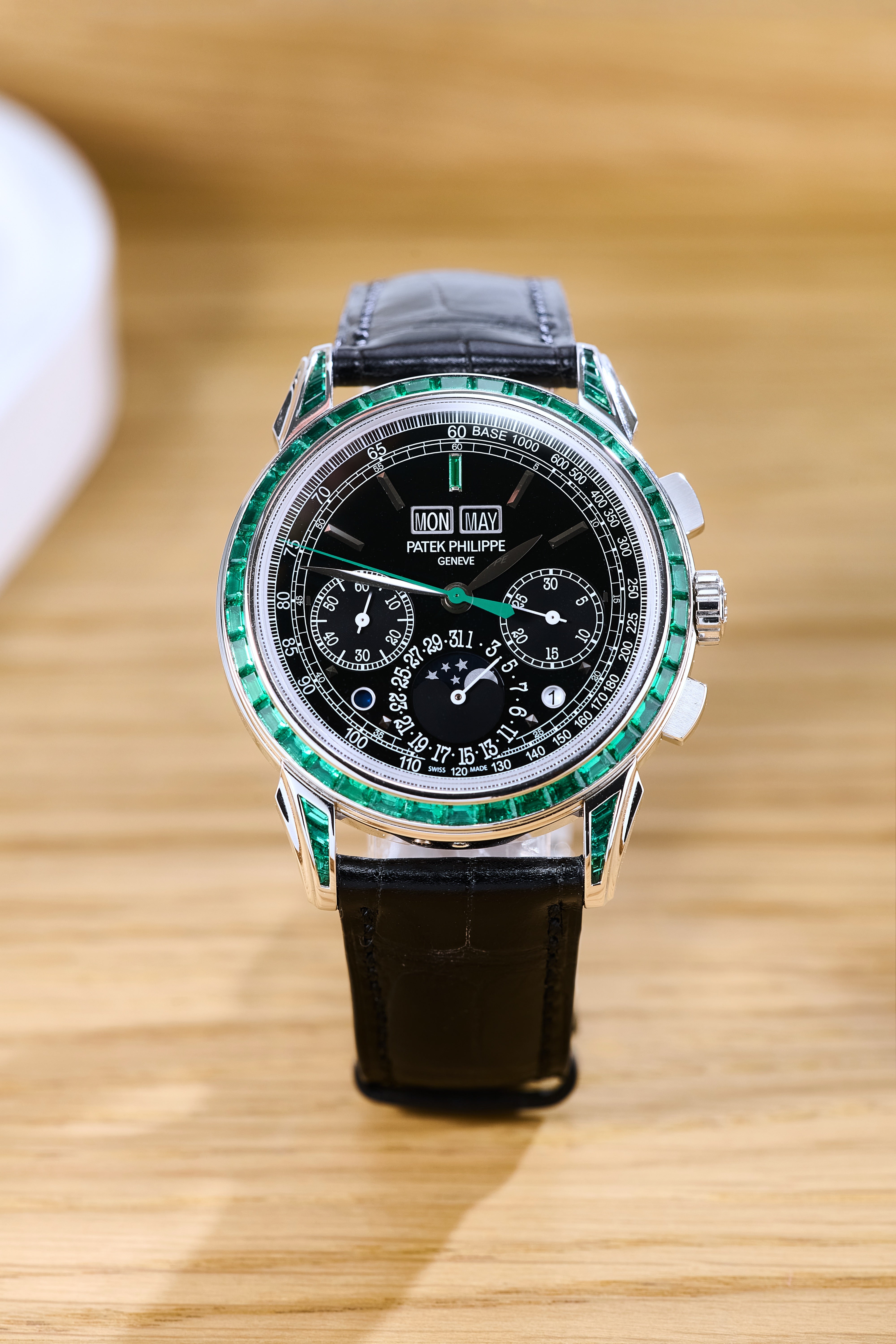 Patek Philippe Off-Catalogue Emerald Set Perpetual Calendar