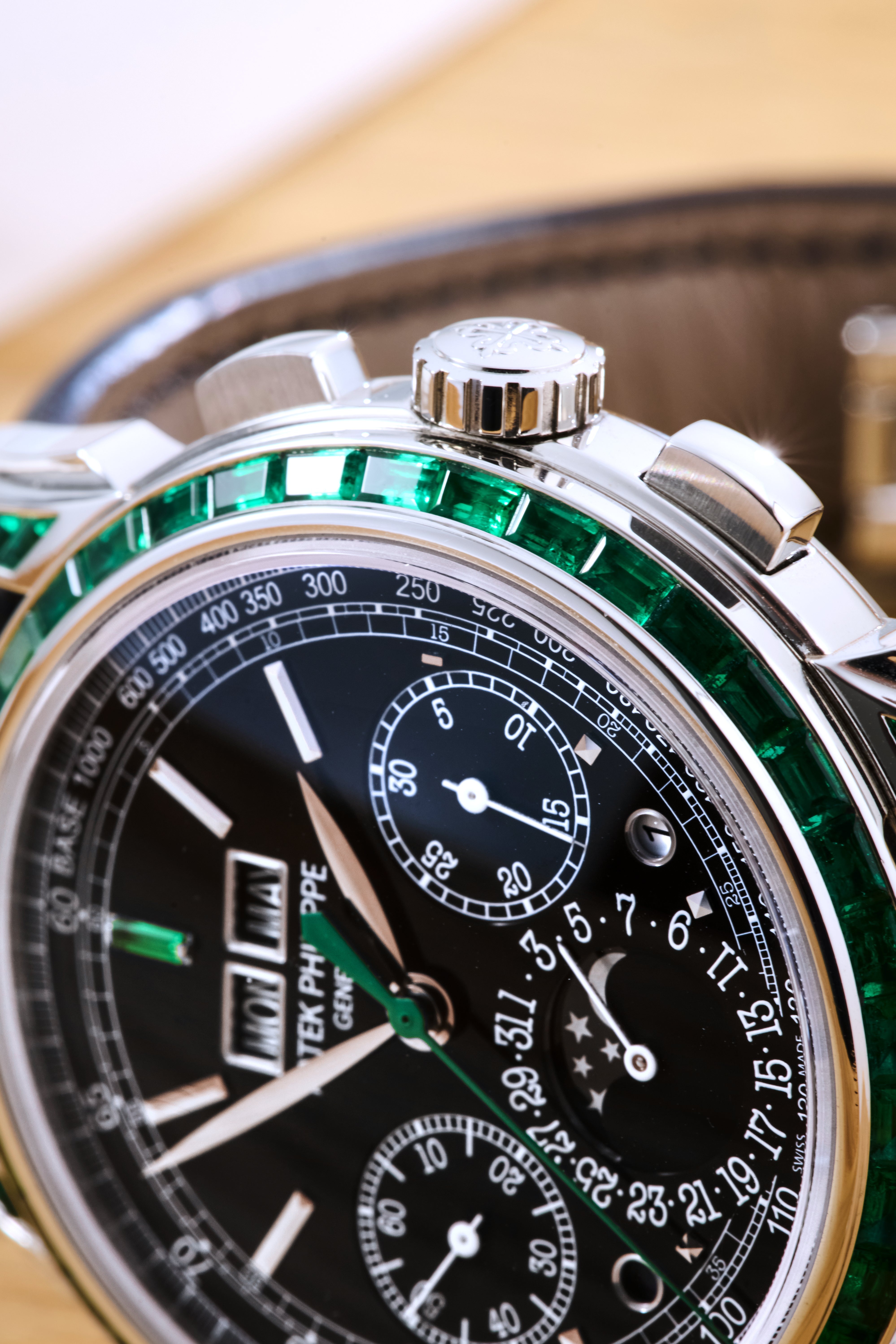 Patek Philippe Off-Catalogue Emerald Set Perpetual Calendar
