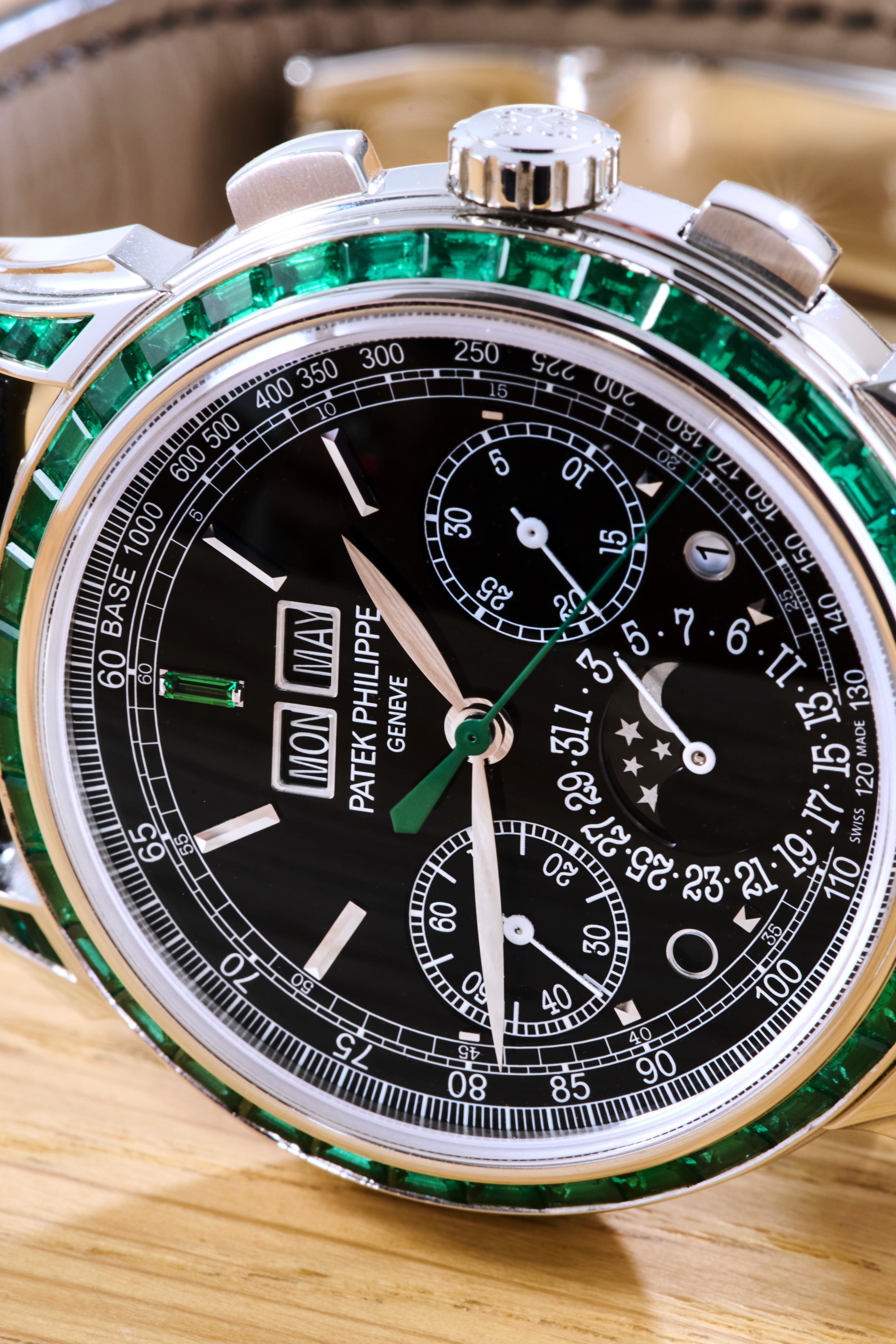 Patek Philippe Off-Catalogue Emerald Set Perpetual Calendar