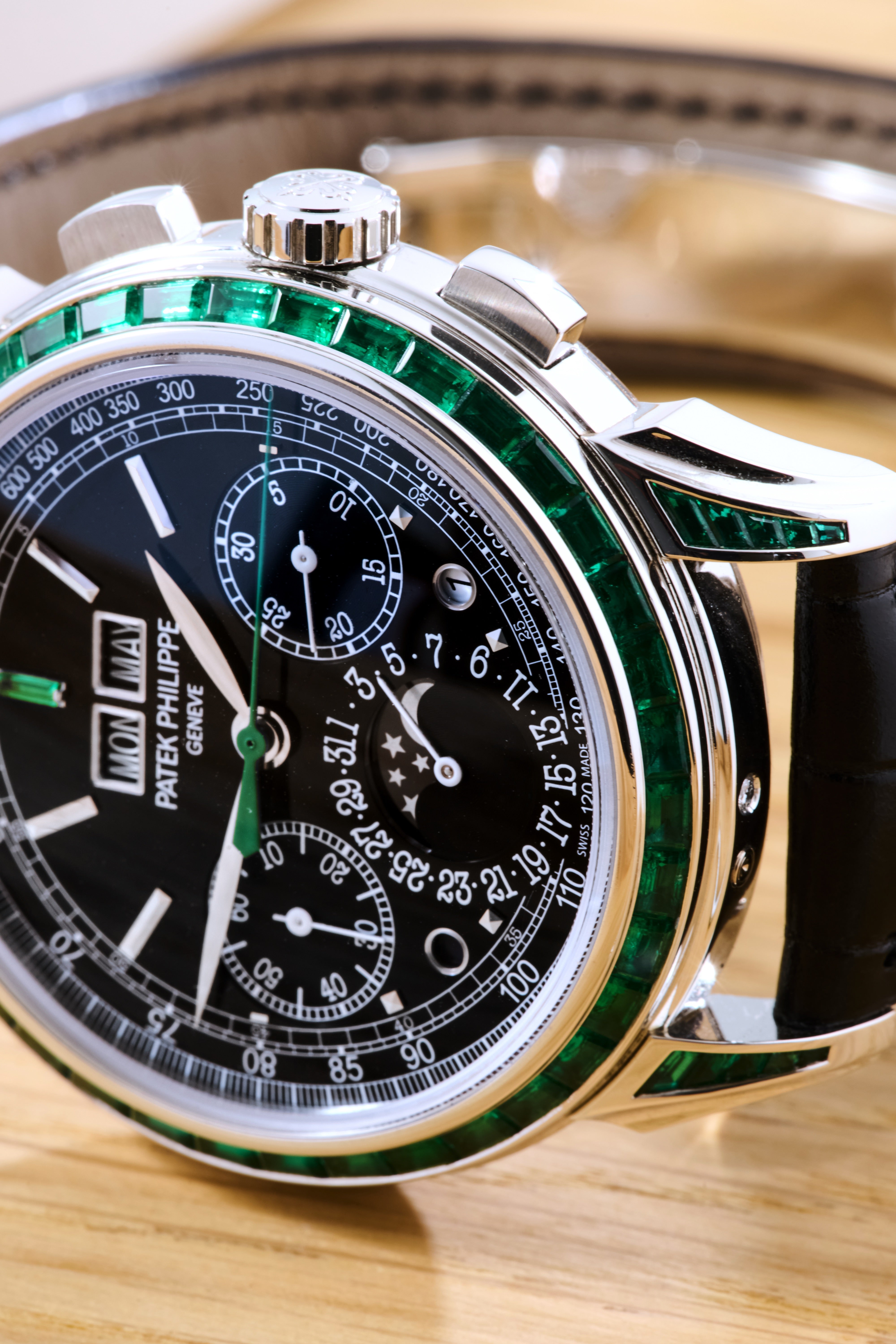 Patek Philippe Off-Catalogue Emerald Set Perpetual Calendar