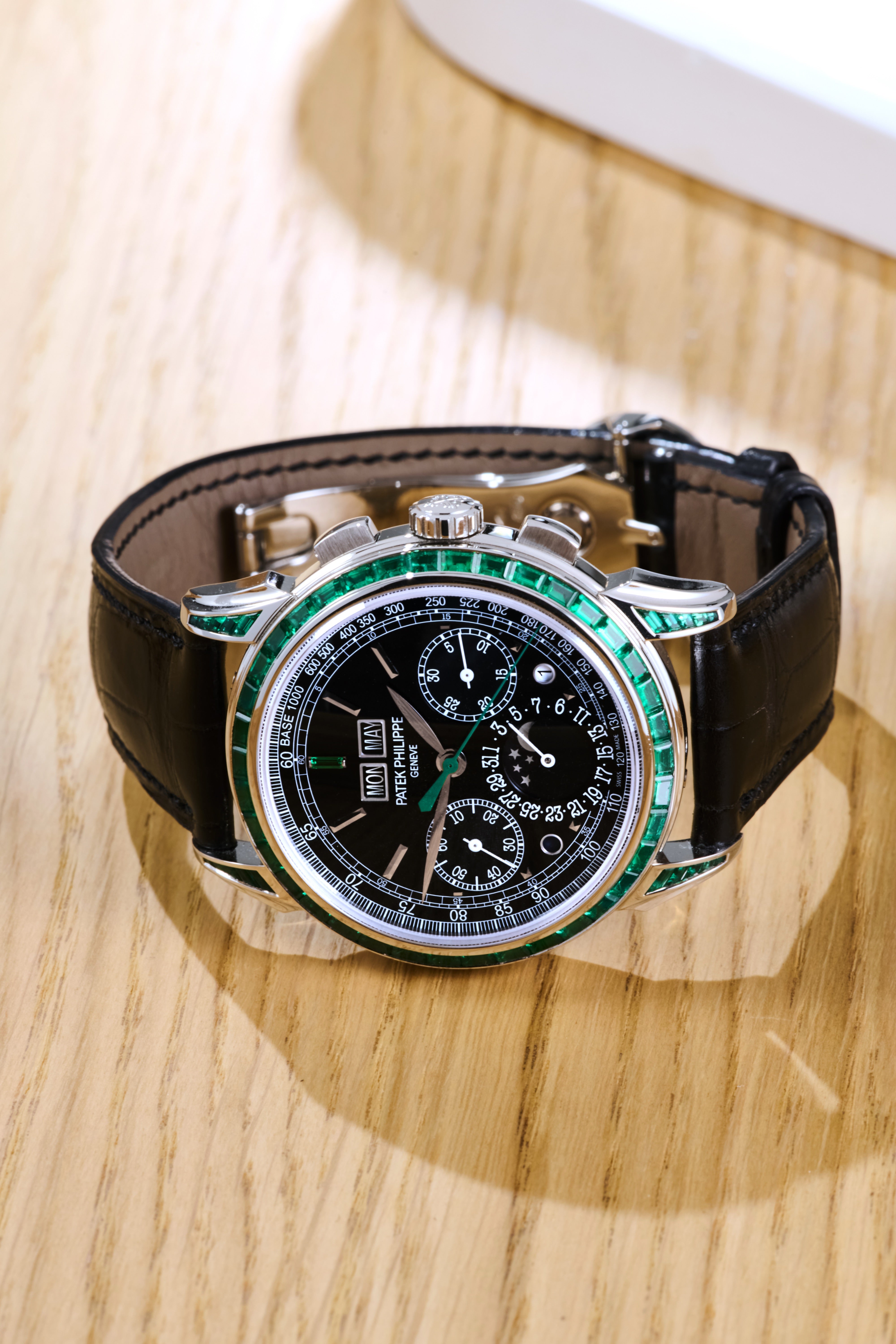 Patek Philippe Off-Catalogue Emerald Set Perpetual Calendar