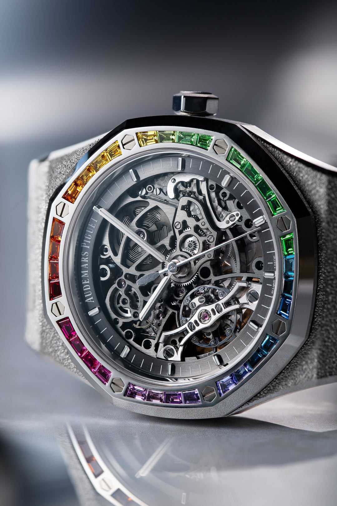 Royal Oak Frosted White Gold Rainbow Bezel 'Openworked'