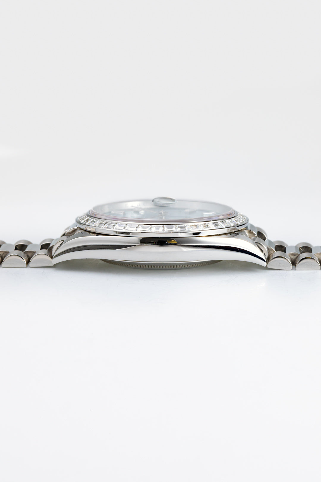 Platinum Day-Date TBR Baguette Set Bezel