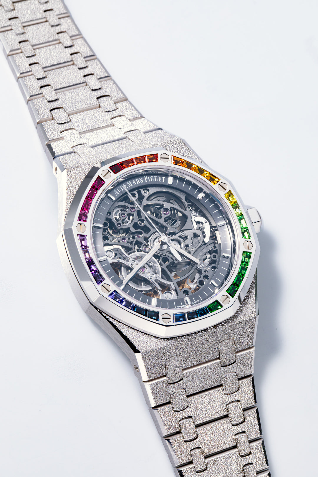 Royal Oak Frosted White Gold Rainbow Bezel 'Openworked'