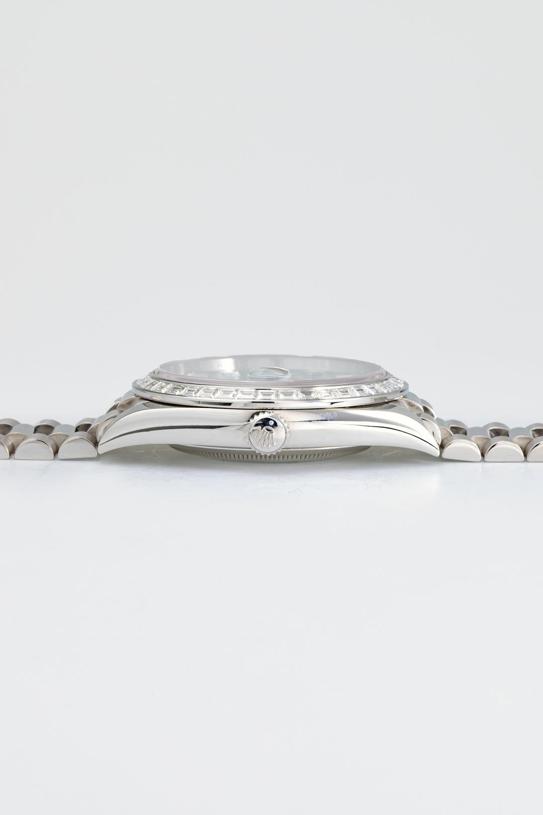 Platinum Day-Date TBR Baguette Set Bezel