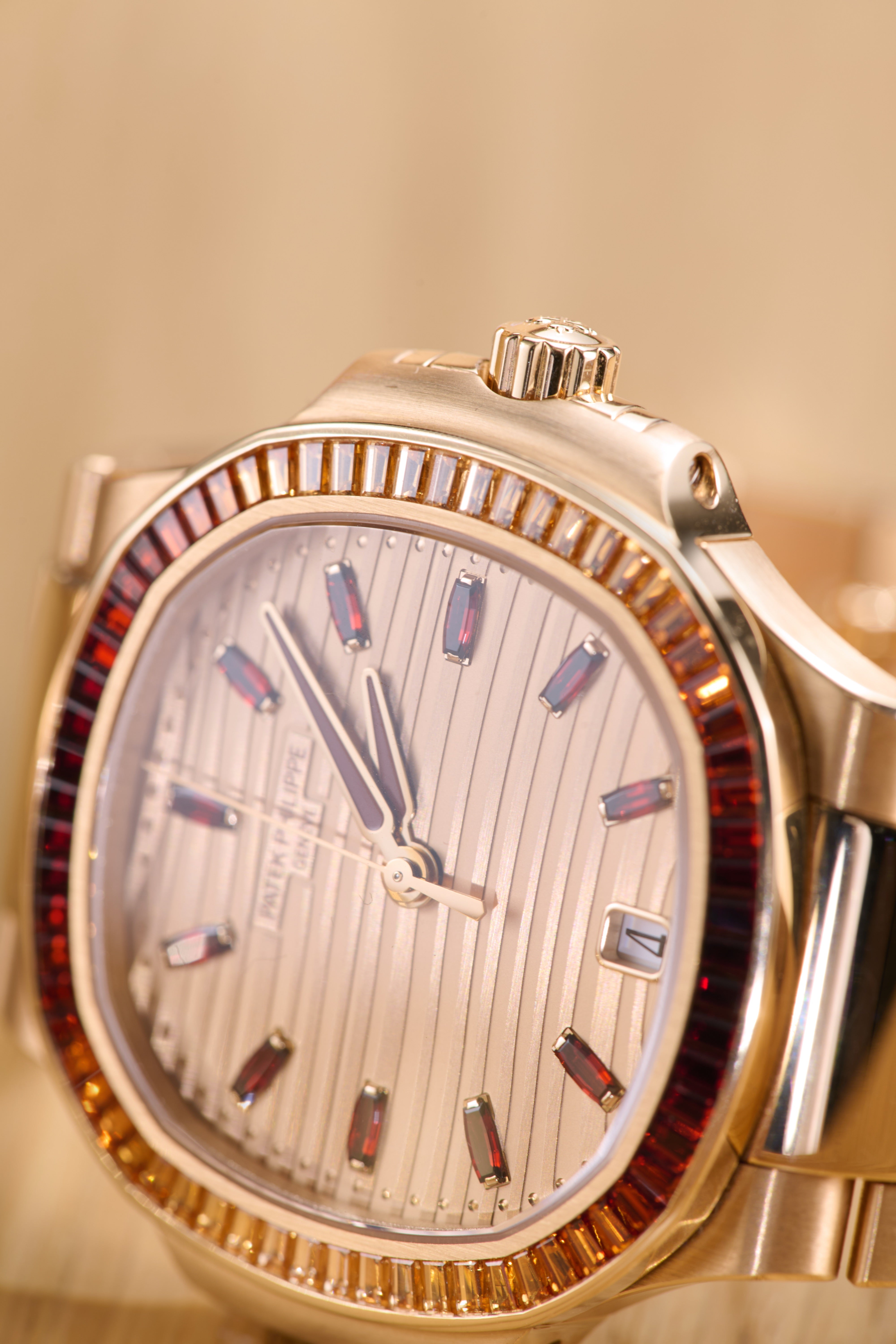 Patek Philippe Ladies Rose Gold Garnets Nautilus