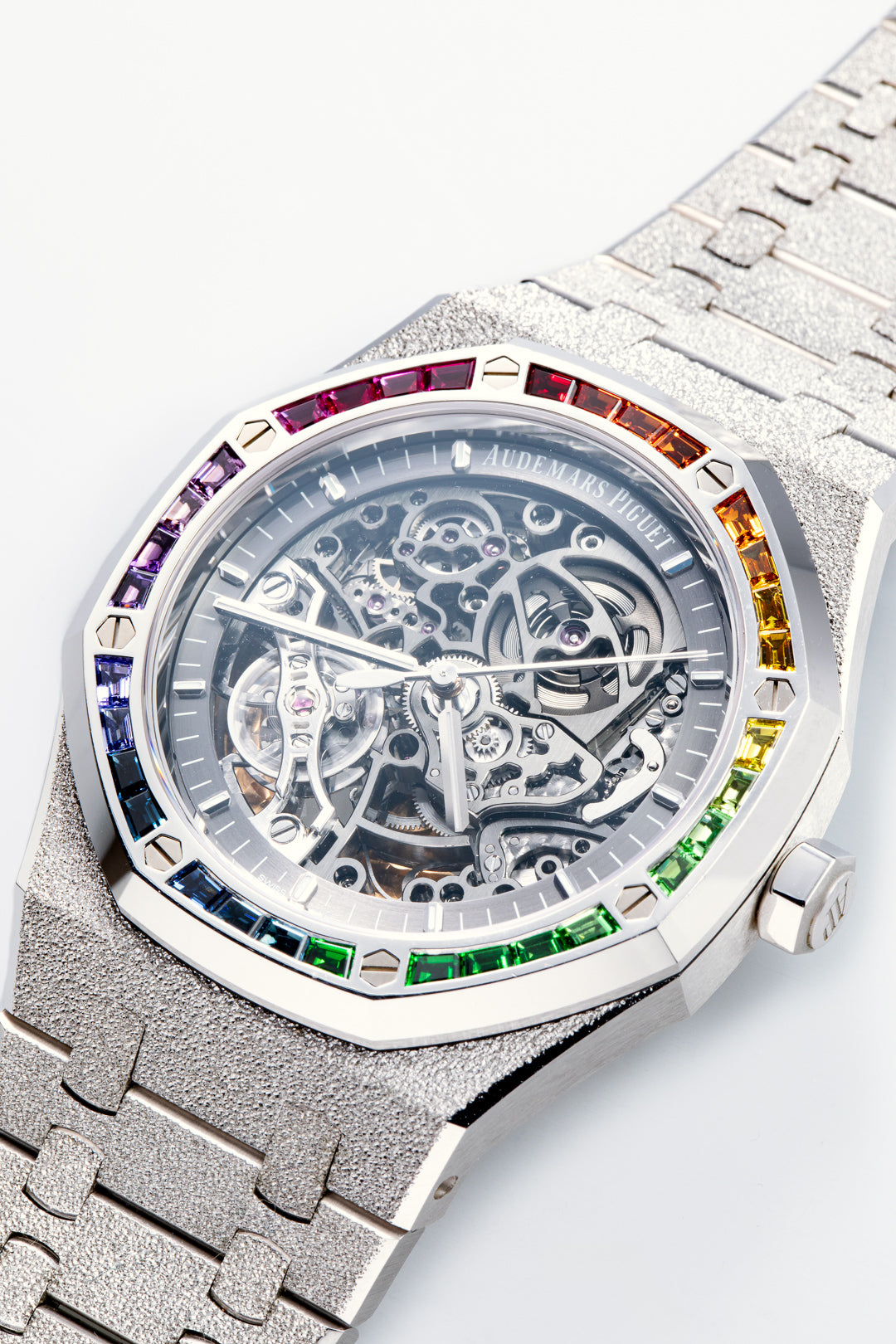 Royal Oak Frosted White Gold Rainbow Bezel 'Openworked'