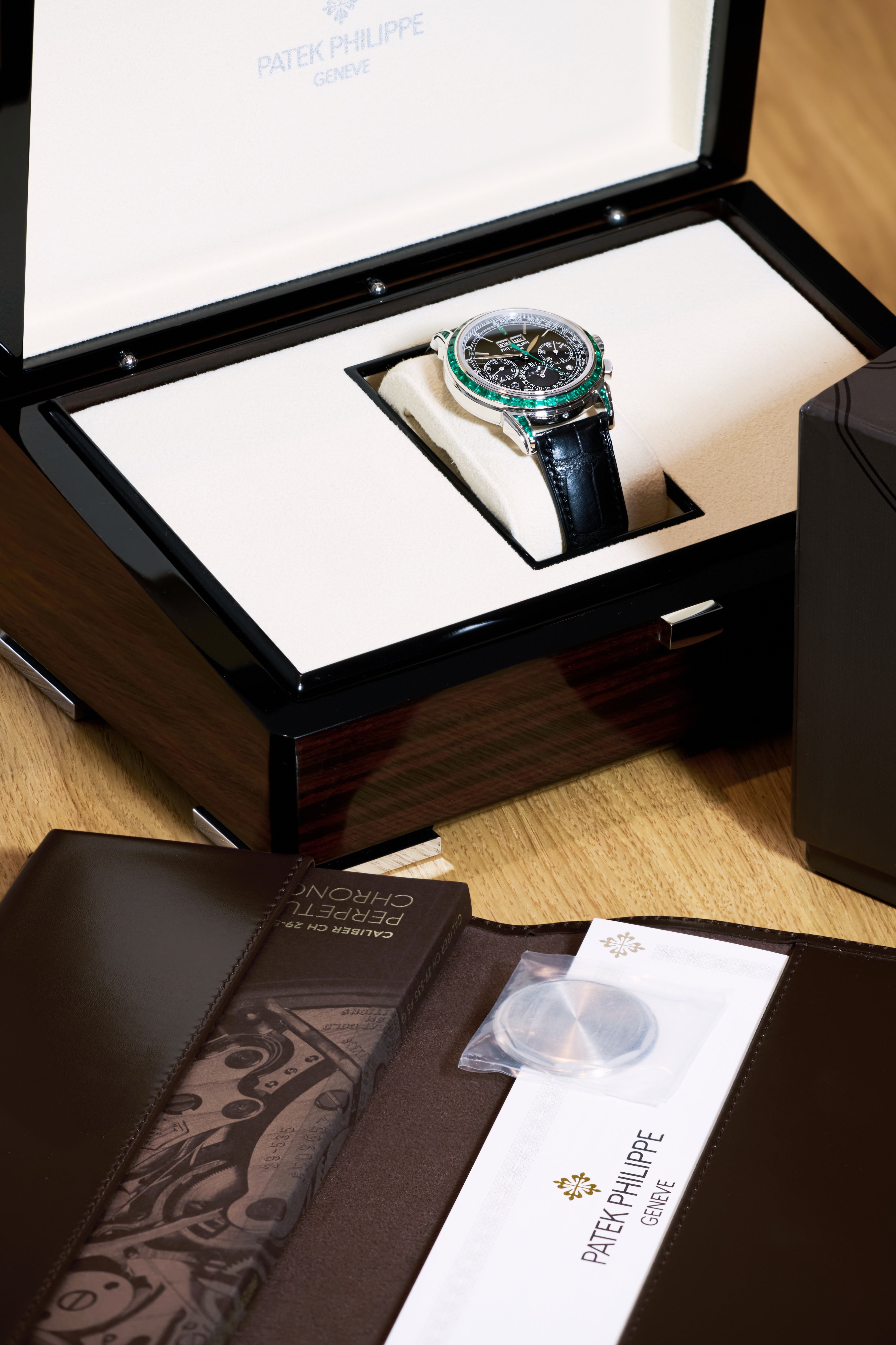 Patek Philippe Off-Catalogue Emerald Set Perpetual Calendar