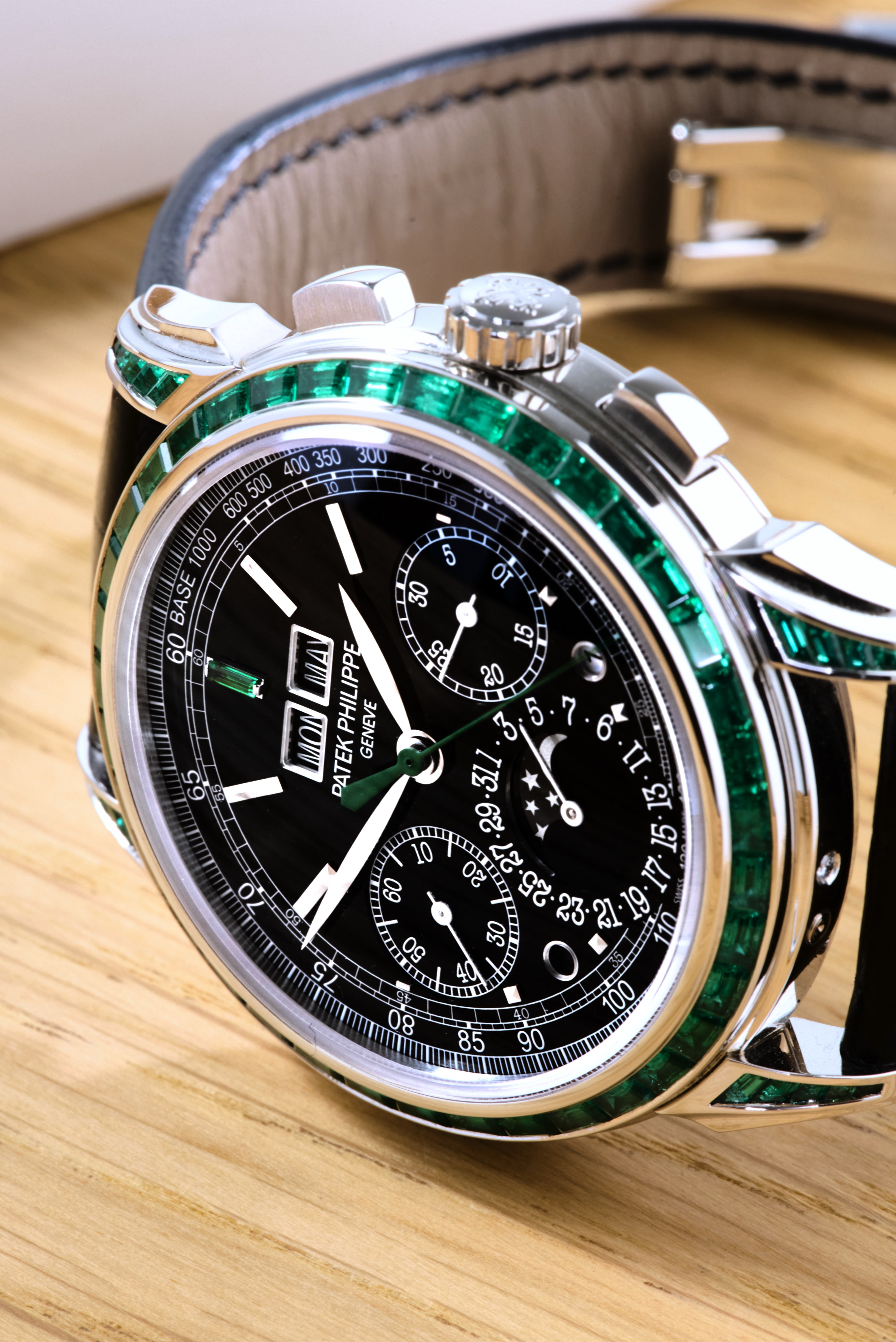 Patek Philippe Off-Catalogue Emerald Set Perpetual Calendar